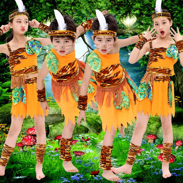 Children's wear plays out costume tage costume African dance Indian savage hunter show costume dance costume