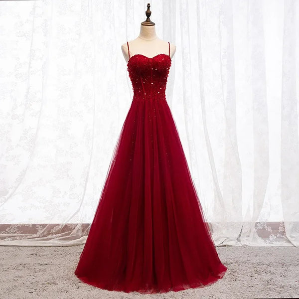 Temperament Exquisite Elegant Strapless Evening Dress Beading Sequin Prom Robe Slim Waist Mesh Tiered Wedding Party Dresses