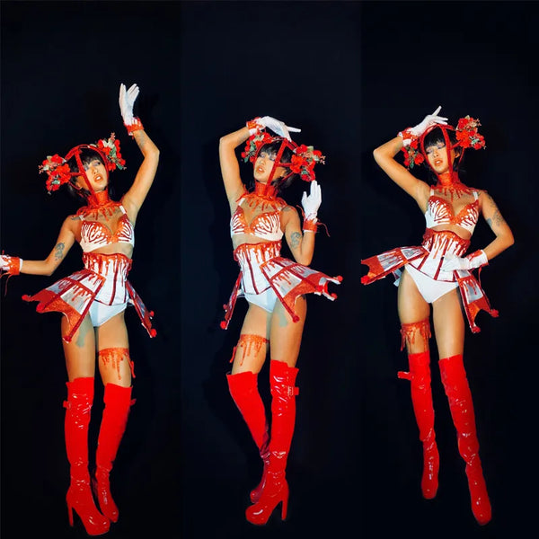 New Sexy Gogo Dancer Performance Clothing Nightclub Female Singer Stage Cosplay Costumes Halloween Festival Party Rave Outfits