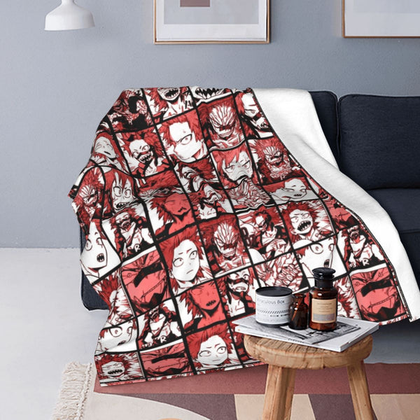 Boku No My Hero A Academia Kirishima Blankets Collage Academy Plaid Anime Flannel Throw Blankets Bedroom Sofa Soft Warm Bedspreads