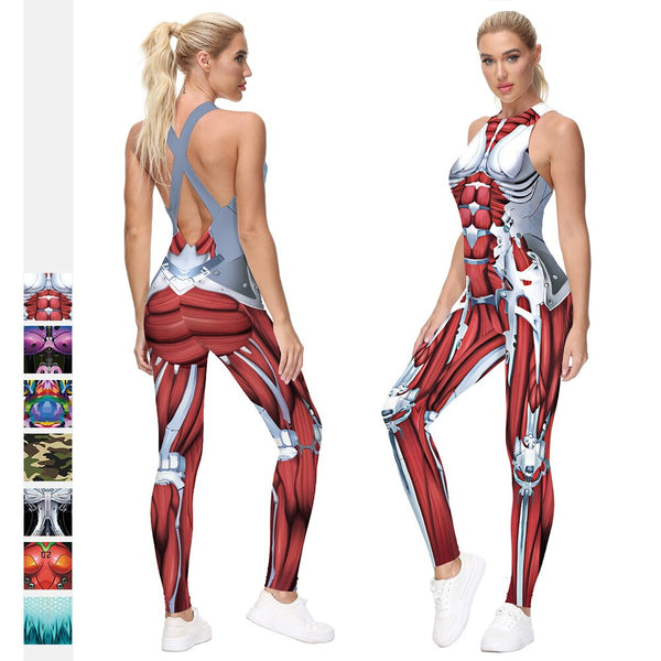 2021 Summer Anime Cosplay Costume for Women 3D Printed Bodysuits Halloween Sleeveless Jumpsuits Fitness Romper Outfits for Party