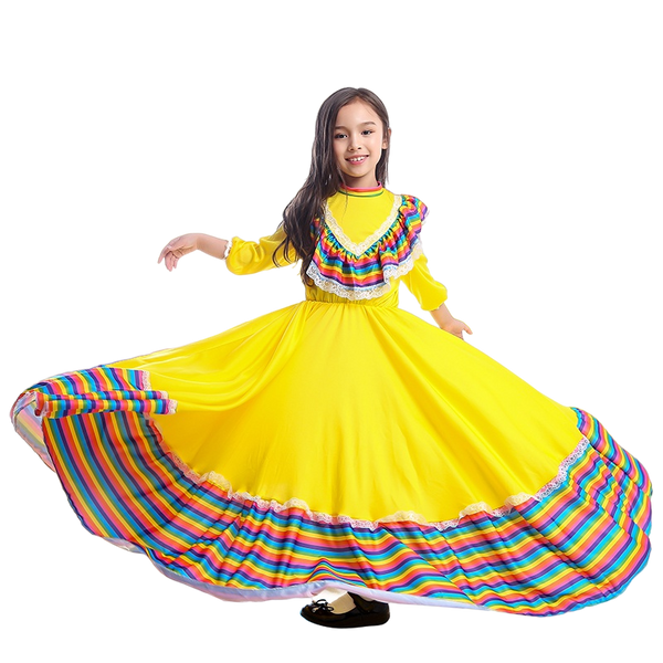 Girls Amazing Jalisco Traditional Guadalajara Mexican Folk Dancer Costume 3 Colors Available