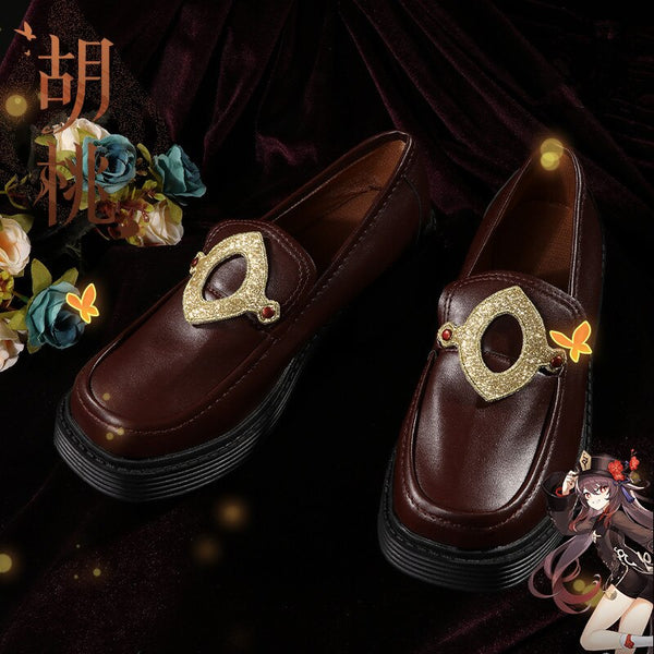 2021 Hot Game Genshin and Impact Hu Tao Cosplay Universal Brown Combat Shoes Unisex Role play shoes Halloween Anime Carnival boots