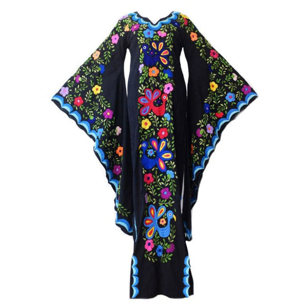 2021 Women Long Maxi Dresses Bohemian Dress Floral Print Butterfly Sleeve Dress for Party & Wedding Plus Size