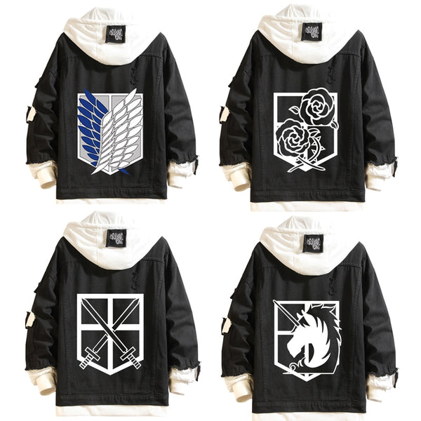 2022 Hoodie Attack on Titan Jeansjacke Scout Regiment Mikasa Ackerman Rival Cosplay Jeans Mäntel Eren Jager Kapuzenjacken