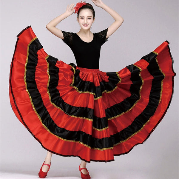 Spanish Flamenco Skirt Bullfight Dance Dress Costumes Stage Performance Party Red Skirt Women Female Clothing