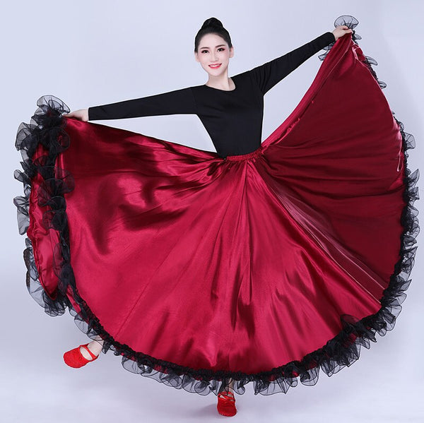 Adult women lady belly dance costumes Spanish bullfighting dance skirt opening dance big swing skirt performance Gypsy wear