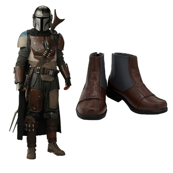 Star Cosplay Mandalorian Cosplay Shoes Boots PU Leather Shoes Halloween Cosplay Prop for Adult Men