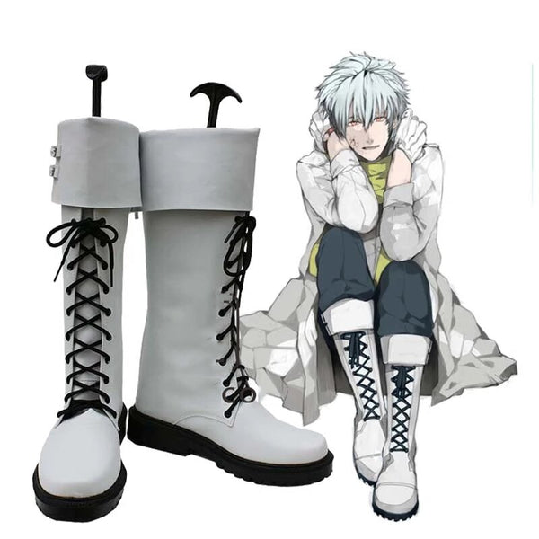 Anime DMMD Dramatical Murder Klare weiße Stiefel Cosplay Schuhe für Männer Frauen Halloween Karnevalsparty nach Maß