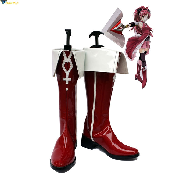 Anime Puella Magi Madoka Magica Sakura Kyoko Cosplay Schuhe Red Fancy Boots Custom Made