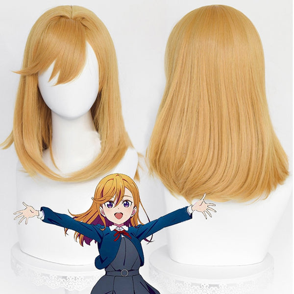 Anime Love a Live! a Superstar!!  Cosplay Shibuyaya Kanonon Costume Wig Yellow Straight Synthetic Hair Wigs+Wig  Cap