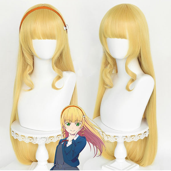 Anime Love a Live!SuperStar!! Heannana Sumirere Cosplay Wig 120cm Long Golden Heat Resistant Halloween Party Wigs+Wig  Cap