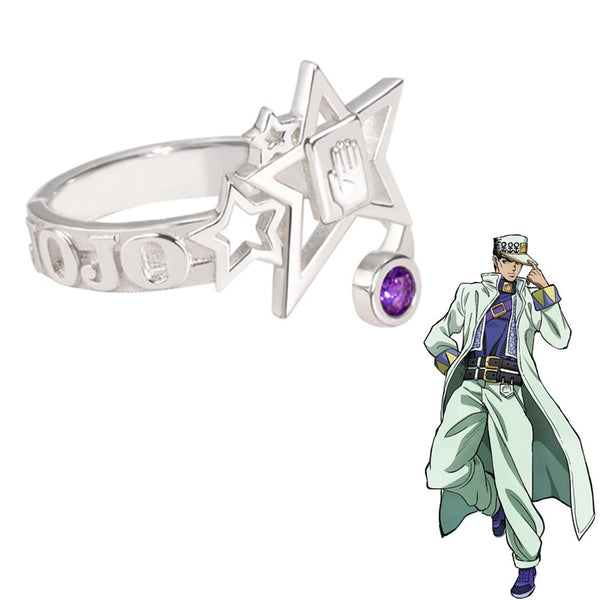 Anime JoJo&#39;s Bizarre Adventure Ring Kujo Jotaro Cosplay Unisex Adjustable Rings Accessories Jewelry Gift
