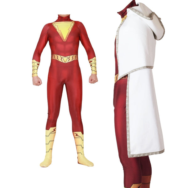 Multiple Color Superpower Tights with Cloak Halloween Cosplay Suit Shazam Costume for Children Stage Performance Wear