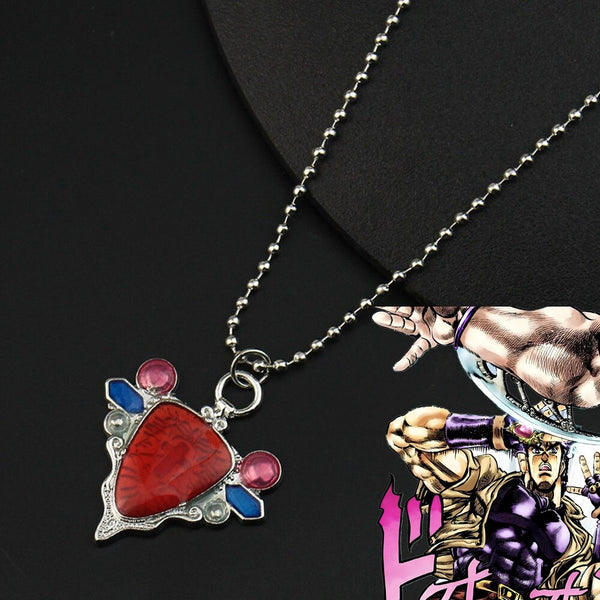 Anime JoJo cos Bizarre Adventure Joseph Joestar Cosplay Unisex Red Stone of Aja Pendant Chain Necklace Choker Jewelry Gift Prop