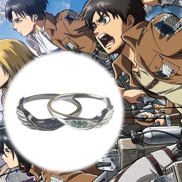 Anime Attack Titan Ring Eren Jaeger Levi Ackerman Cosplay Unisex Adjustable Opening Rings Jewelry Gift Accessories Props