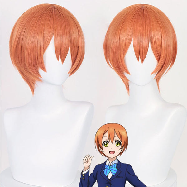 Love Live Rin Hoshizora Cosplay Wigs Short Orange Heat Resistant Synthetic Hair Perucas Cosplay Wig+Wig cap