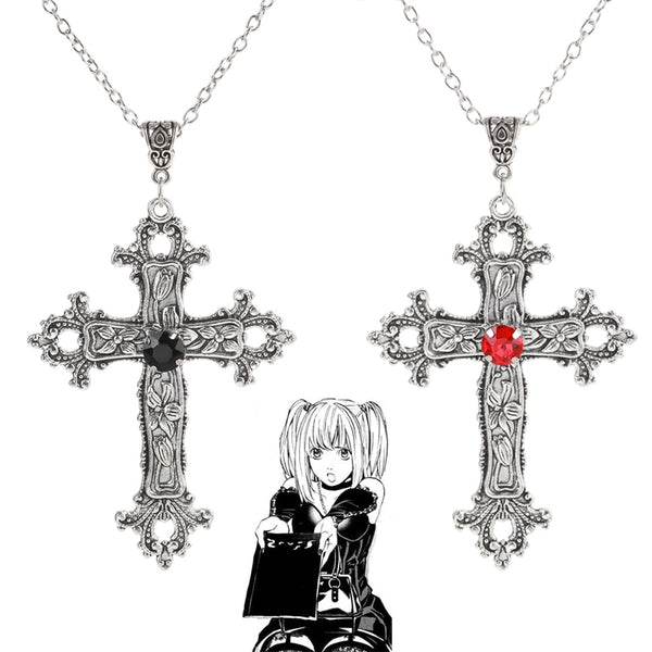 Anime Death a Notes Necklace Misasa Amanene Cosplay Gothic Unisex Cross Pendant Choker Jewelry Accessories Lolita Props Gift