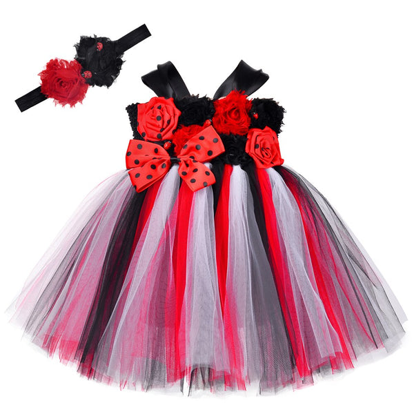 Lady Beetle Bird Tutu Dress for Baby Girl 1 Year Birthday Party Costume Kids Toddler Photography Outfit Newborn Photoshoot Props