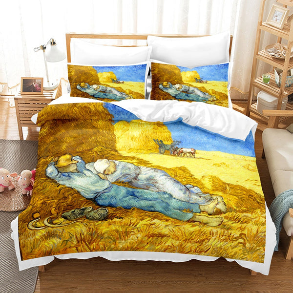 3D Artistic Van Gogh Oil Painting Pattern Duvet Cover Print Bedding Set Microfiber Quilt Cover Queen/King/Full/Twin For Kids boy