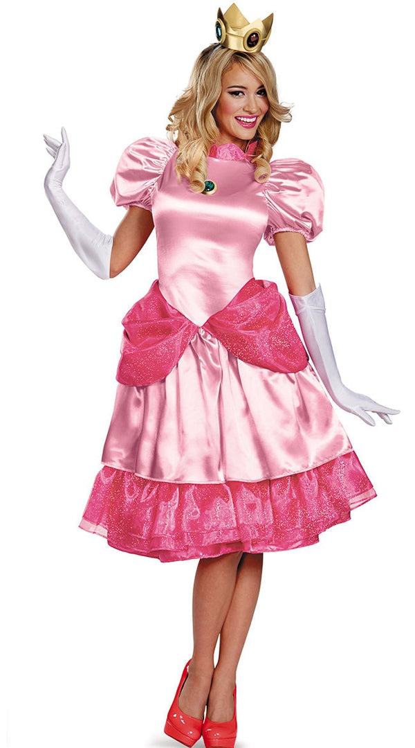 Halloween Fantasia Adult Princess Peach Pink Fancy Dress  halloween costumes