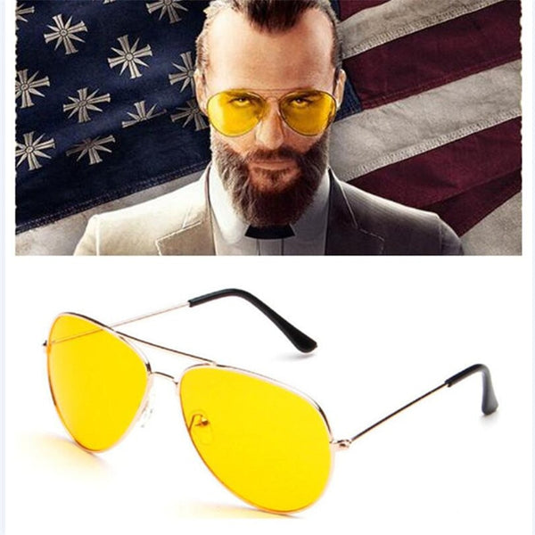 Spiel FAR CRY 5 Cosplay Requisiten Sonnenbrillen Prediger Joseph Seed Eyewear Gelb Cosplay Zubehör Fahrerbrille