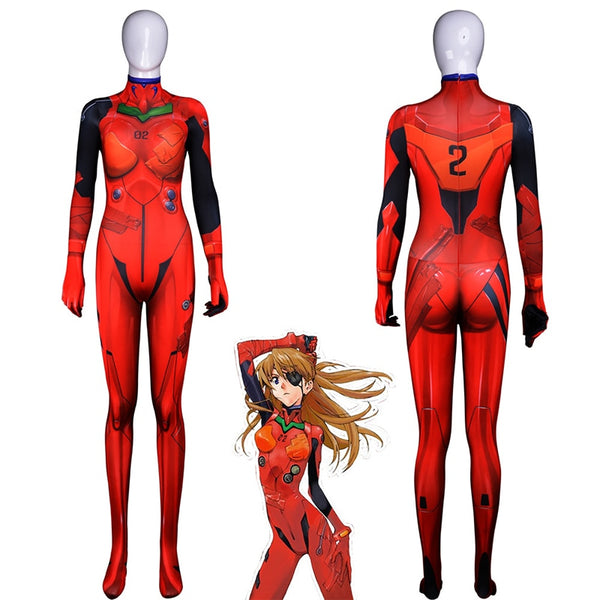 Anime Asukaka Langleyey Soryuyu Jumpsuits Cosplay Costume Unisex One Piece Fullbody Zentai Suit Bodysuit