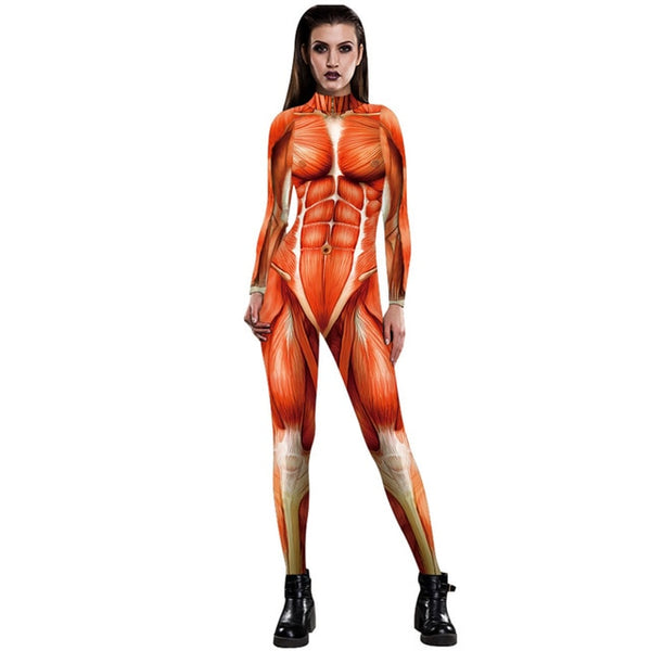 Halloween Cosplay Costumes For Men Women 3D Attack Titan Anime Printed Muscle Zentai Bodysuit Jumpsuits