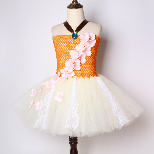 Prinzessin Moana Tutu Kleid für Mädchen Geburtstagsfeier verkleiden Kinder Spitze Tüll Blumenmädchen Kleid Kinder Halloween Cosplay Kostüm