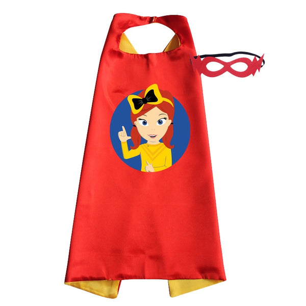 Wiggle Costume Superhero Style Cape with Mask Girls Halloween Emma Cosplay Anime Christmas