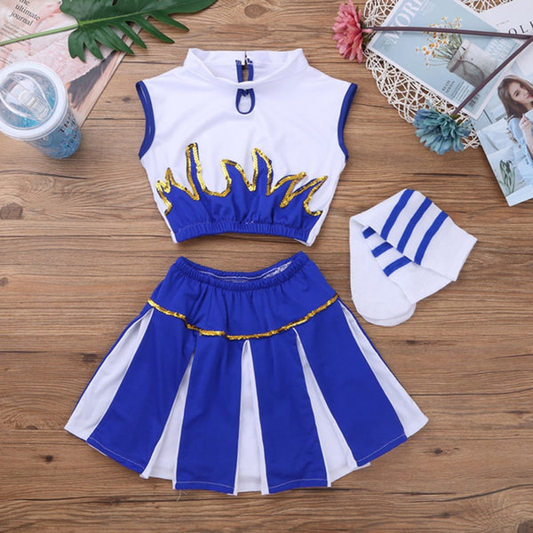 Kinder Kinder Mädchen Cheerleader Kostüm Schulkind Cheer Kostüm Outfit für Karneval Party Halloween Cosplay Dress Up Kleidung