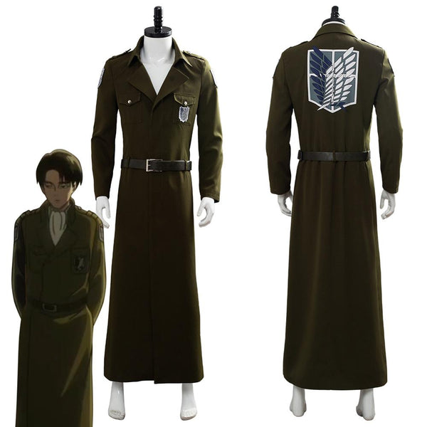 Attack Titan Cosplay Levi Costume Scouting Legion Soldier Coat Trench Jacket Adult Men Halloween Carnival Clothing