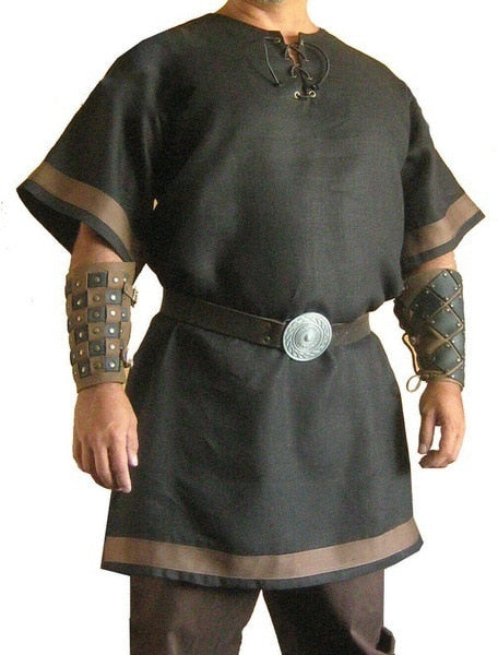 Medieval Men Tunic Viking Pirate Costume Gothic Shirts Grooms Vintage Top  Ruffle Sleeve Neckline Drawstring Knight Cosplay Fancy