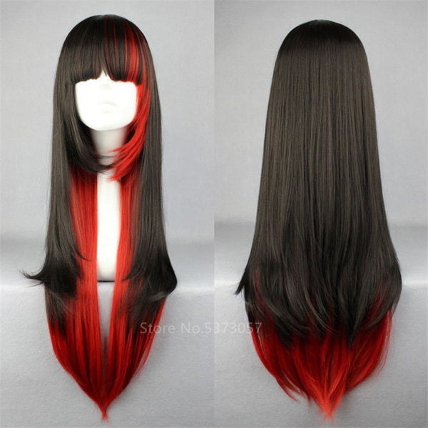 Anime Wig Japanese Style Harajukuku My Hero A Academiaia Long Straight Hair Wig Black Red Women Halloween Cosplay Fashion Anime Party