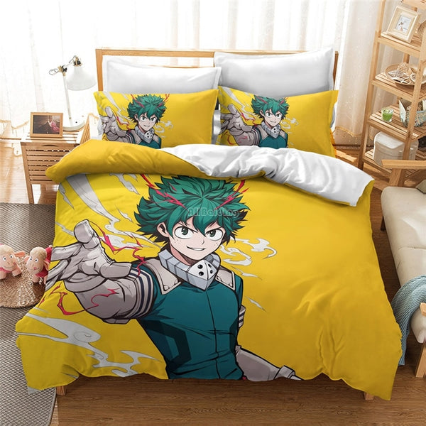 Midoriya Izuku 3D-Bettbezug-Set Anime My Hero Academia Bedrucktes Bettwäsche-Set Bettwäsche Bettwäsche Trösterbezug