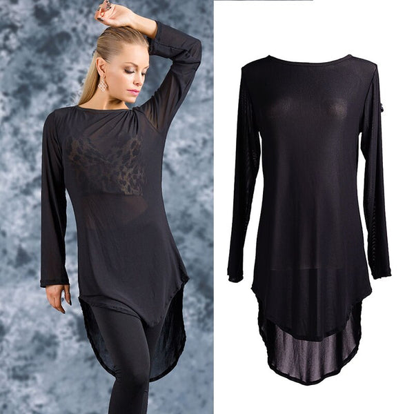 2020 New Women'S Latin Dance Practice Dress Female Sexy Loose Mesh Top Ballroom Samba Rumba Professional Training Clothes DL6515