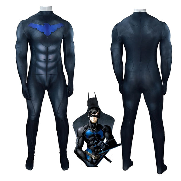 Superhero Nightwing Cosplay Costume Zentai Dick Grayson Robin Bodysuit 3D Printed Adults Kids One-Piece Jumpsuits