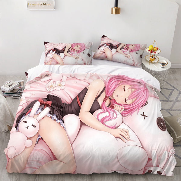 2/3-teiliges Cartoon-Bettwäsche-Set 3D-Druck Japan Anime Bettbezug Sexy/Lovely Girls Bed Quilt Cover Home Textile Bed Cover Set