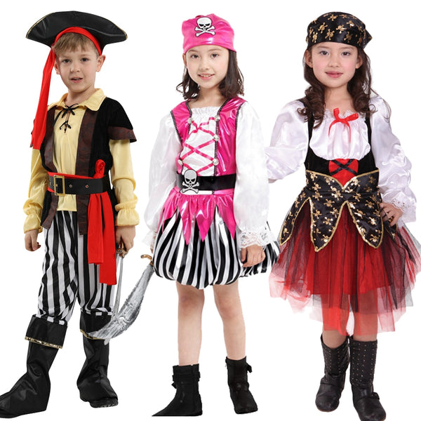 Holiday Halloween Party Pirate Costumes Boys Cosplay Costume For Children Captain Jack With Hat Costumes For Kids Children