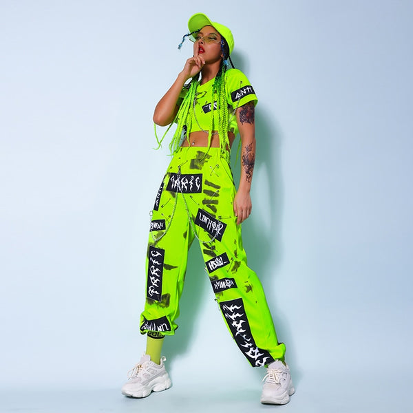 Hip Hop Dance Costume For Women Jazz Dance Wear Rave  Dancer Outfits E-girls Clothes Performance Costume DJ DS Clothing DL7066