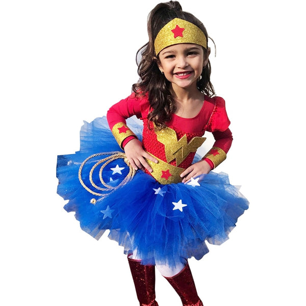 Wonder oh Girl Costume Dress Superhero Costume Children Halloween Costume for Kids