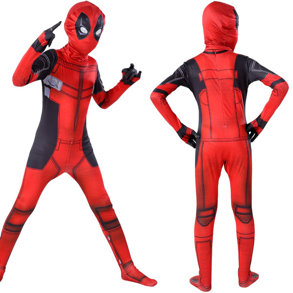 Halloween Deadpools Kids Adult With Mask Cosplay Suits Boy Men Boy One Piece Full Bodysuit For Party Dress Up