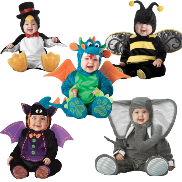 Halloween-Kostüme für Babys, Kinder, Strampler, Tierkarneval, Party, niedlich, lustig, Cosplay, Pyjama, Kinder, Bienen, Elefant, Fledermäuse