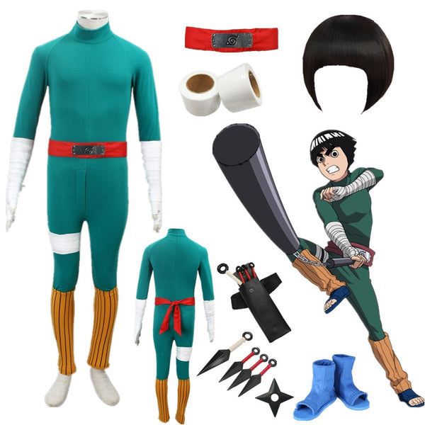 Anime cosplay Rock cos Lee Cosplay Men's Clothes Green Clothes Costume Halloween comic cosplay