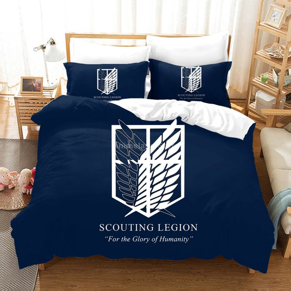 Anime Attack Titan 3D Print Comforter Bedding Set Kids Adult Duvet Cover Set Bed Home Gift Bed Linen Queen King Double Size