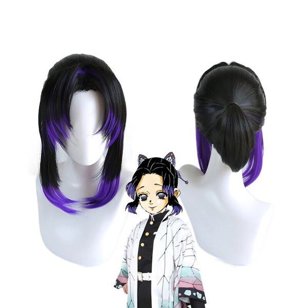 Anime Demon S Slayer Kimetsu Yaiba Kochou Shinobu Wig Cosplay Costume Women Heat Resistant Synthetic Hair Wigs