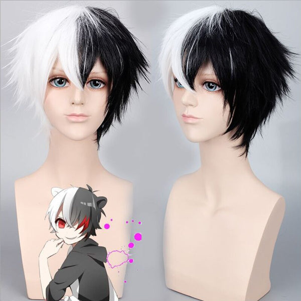 Anime Danganronpapa Monokumama Wig Cosplay Costume Dangans Ronpas Women Men Short White Black Heat Resistant Synthetic Hair Wigs