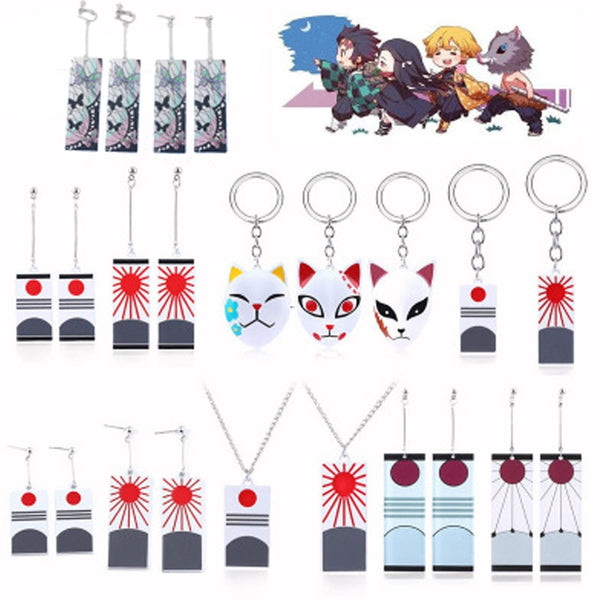 Anime Demon Slayer Kochou Shinobu Ohrringe Tanjirou Ohrclip Ohrstecker für Frauen Mädchen Cosplay Schmuck Zubehör Geschenk