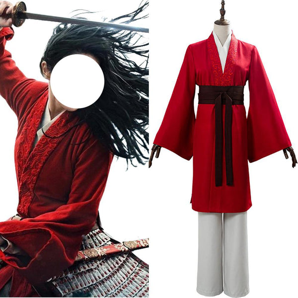 Film Hua Mulan Cosplay Kostüm Frauen Kleid Uniform Taille Rüstung Tüll Prop Halloween Karneval Anzug Partykleid