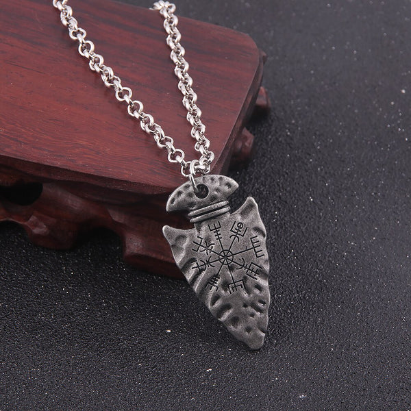 Vintage Viking Rune Necklace Mysterious Symbol Vegvisir Spear Pendant Necklace Fashion Men's Amulet Jewelry Gift